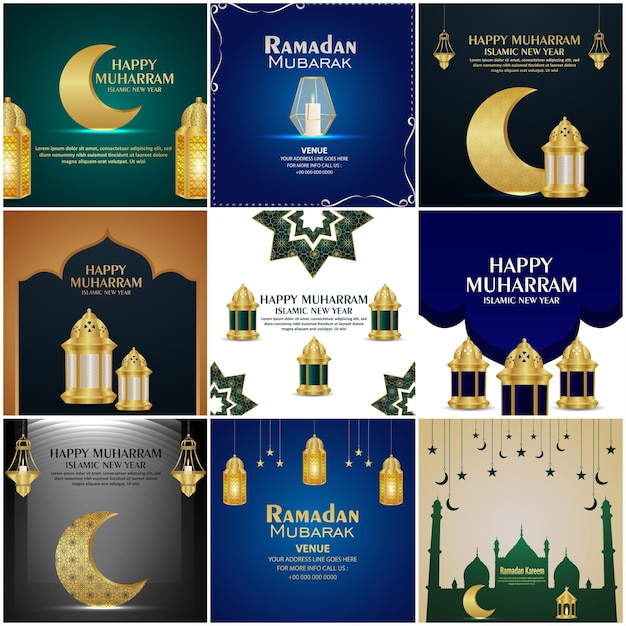 Happy muharram and islamic new year festival collection