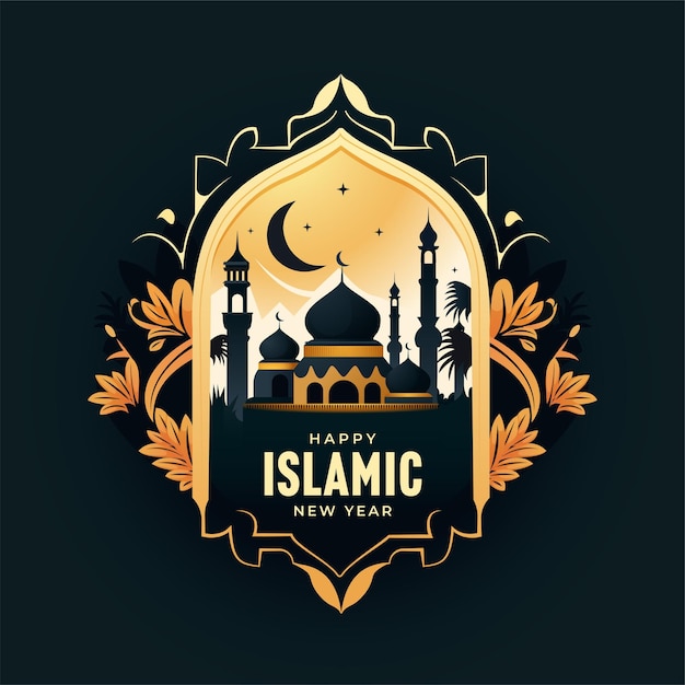 Вектор Счастливый мухаррам исламское новогоднее поздравление для шаблона оформления поста в социальных сетях