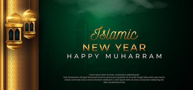 Vector happy muharram islamic new year holiday banner