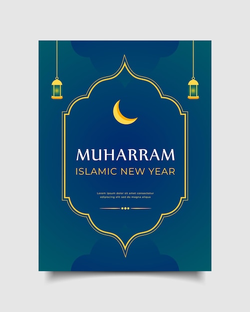 Vector happy muharram islamic new year template greeting card