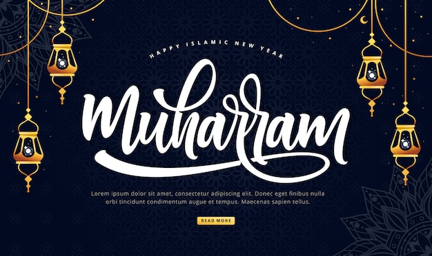 Happy muharram lettering background