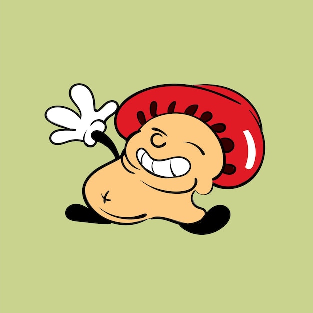 Happy Mushroom Vintage toons grappig karakter vector illustratie trendy klassieke retro cartoon stijl