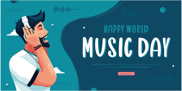 happy music day concept banner template