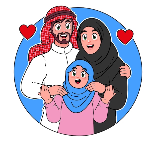 happy muslim arabic family