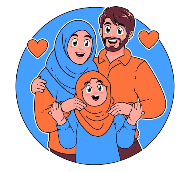 happy muslim arabic family