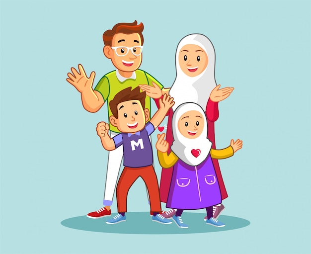 Famiglia musulmana felice