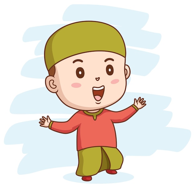 Happy muslim kid Vector illustration