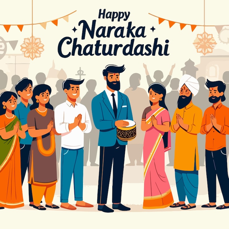 वेक्टर happy naraka chaturdashi art background illustration simple design