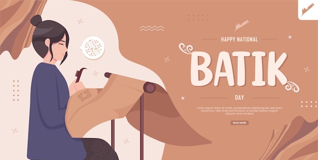 Happy national batik day concept illustration