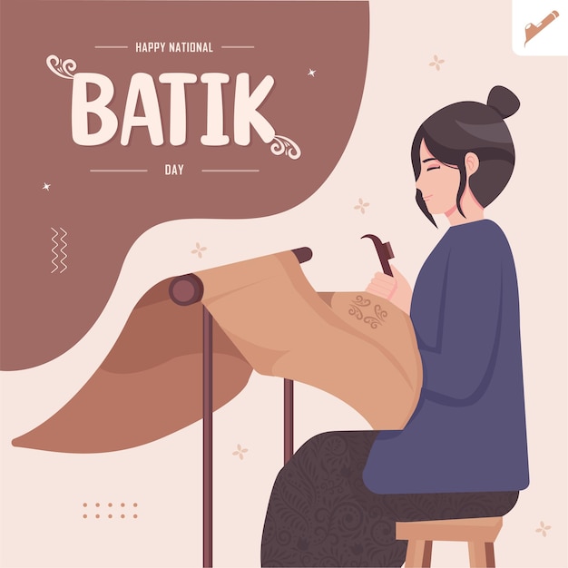 Happy national batik day concept illustration