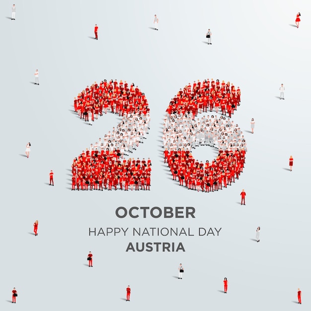 Vector happy national day austria a large group of people form to create the number 26
