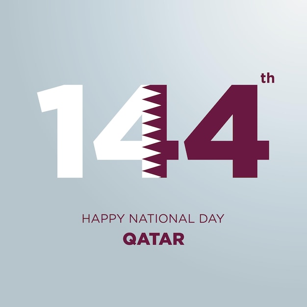 행복한 국경일 카타르 디자인. 18일 카타르 144번째 국경일로 카타르 국기로 만든 144번.