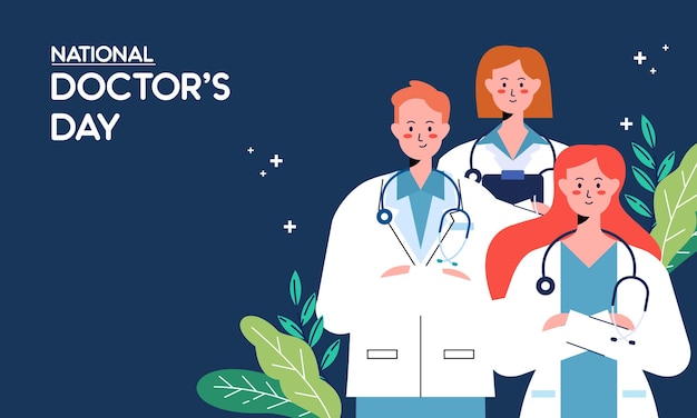 Vector happy national doctors day hand drawn flat design illustration thank you doctors and nurses