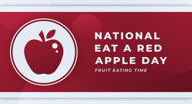 幸せな国民は、背景ポスター バナーの赤いリンゴの日ベクター デザイン イラストを食べる