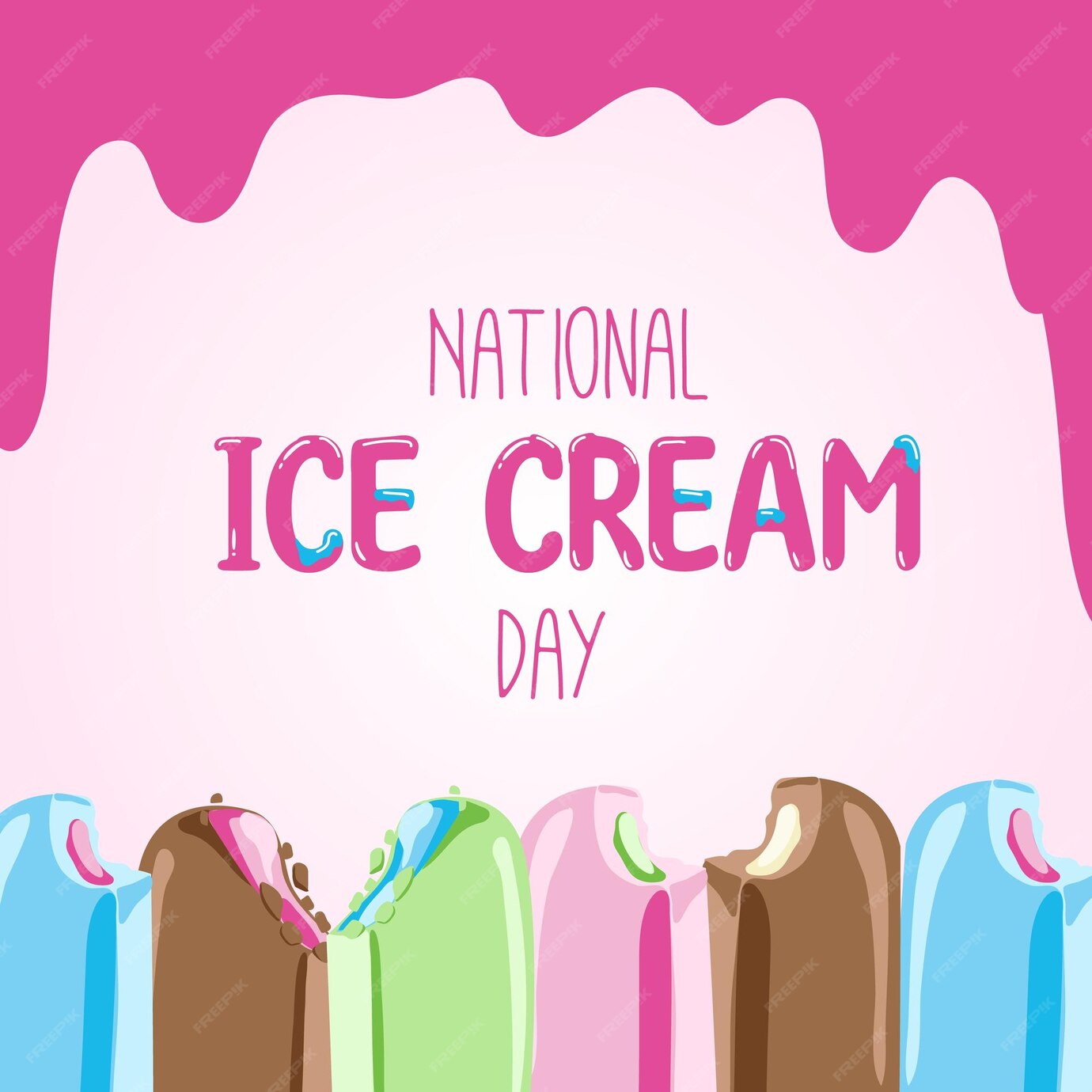 Premium Vector Happy national ice cream day card a waffle cone with