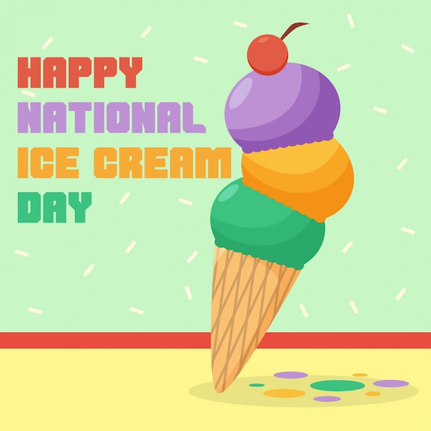 Happy national ice cream day vector illustration