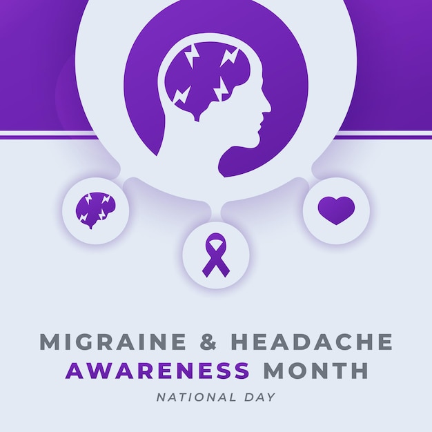 Happy National Migraine and Headache Awareness Month Celebration Vector Design Illustration for Background Poster Banner Advertising Greeting Card