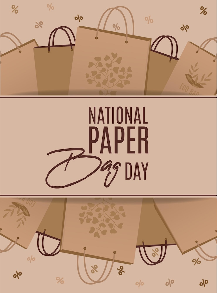 Vector happy national paper bag day eco concept template for banner poster flyer background card