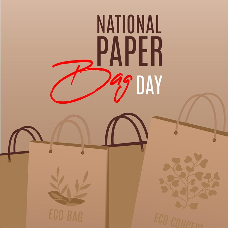 Vector happy national paper bag day eco concept template for banner poster flyer background card