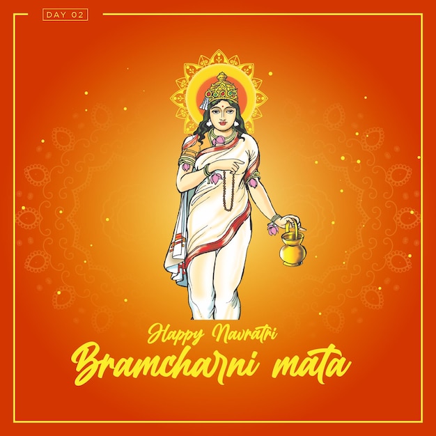 행복한 Navratri Bramcharni Devi Day 2