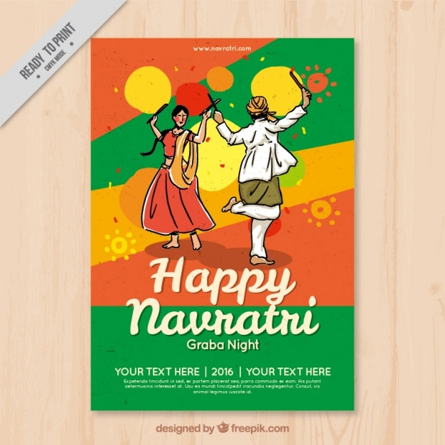 Happy navratri card with traditional dance