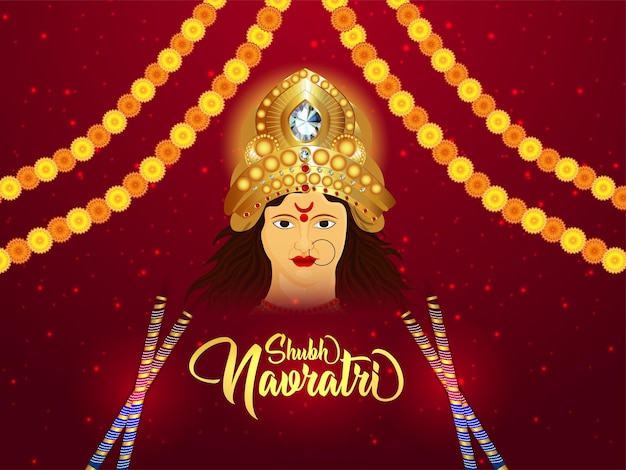 Happy navratri celebration greeting card