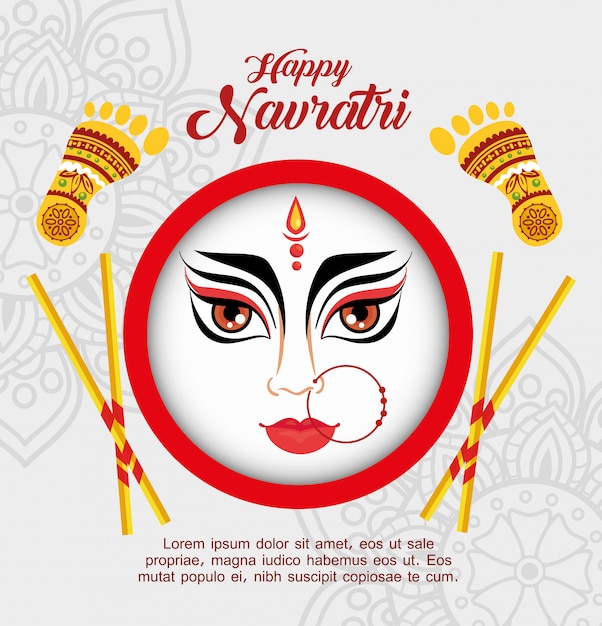 Felice poster celebrazione navratri con faccia durga