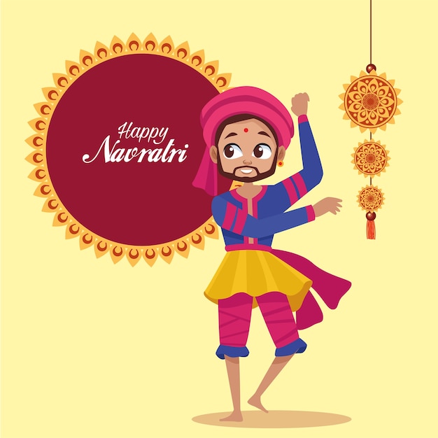 Vector happy navratri celebration with man dancing