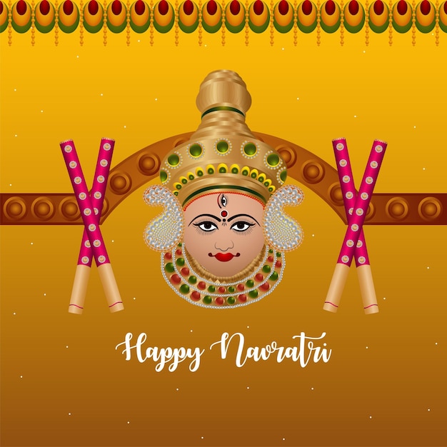 Happy navratri celebration with vector illustration