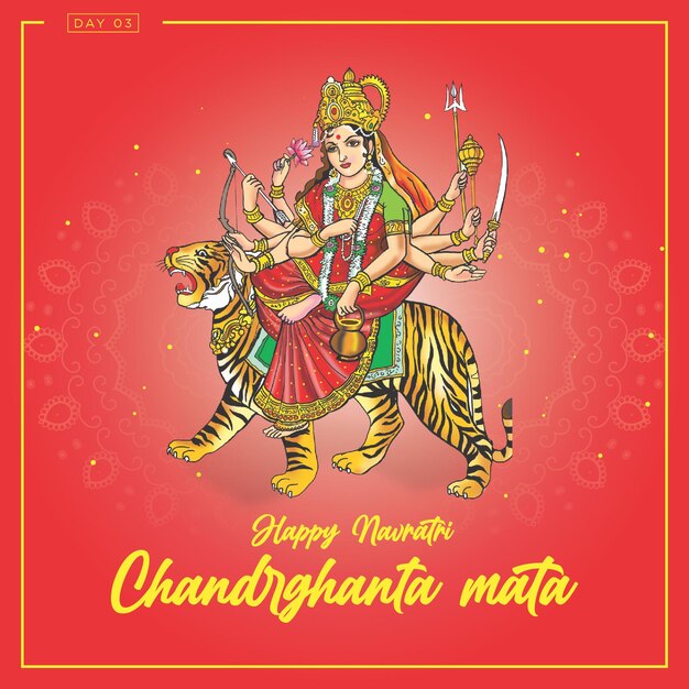 행복한 Navratri Chandraghanta Devi Day 3