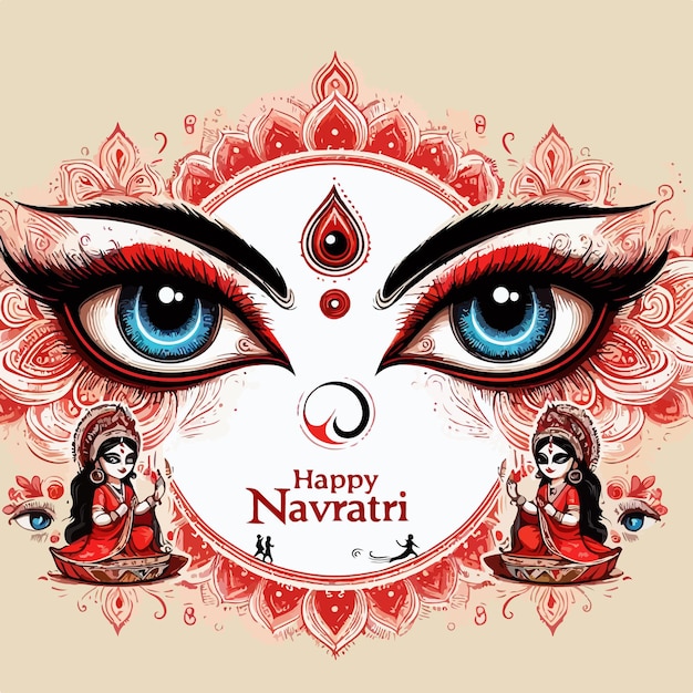 Happy Navratri and durga puja festival indian celebration background vector illustration