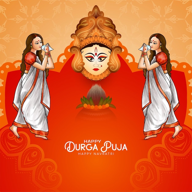 Vector happy navratri and durga puja religious festival background design vector