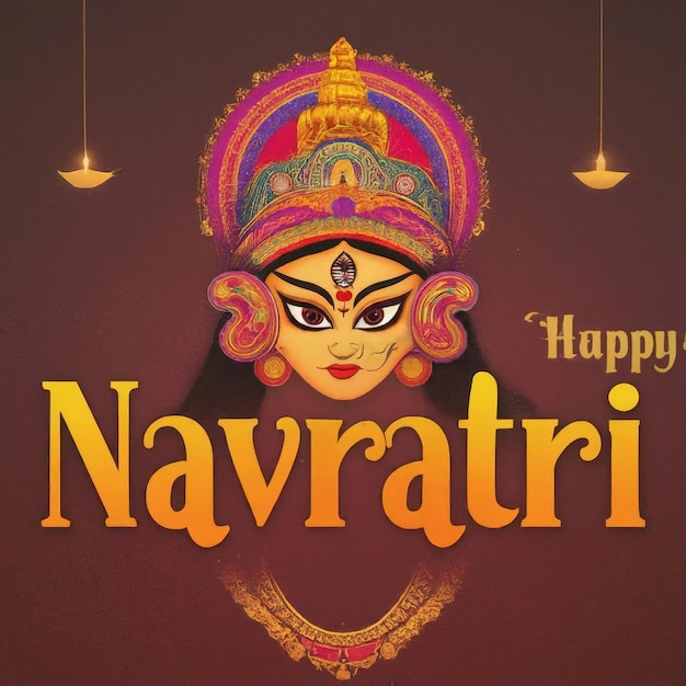 happy navratri festival card with goddess durga and navratri vector illustration design happy n