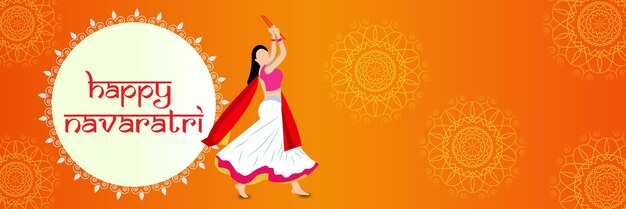 happy navratri festival design banner