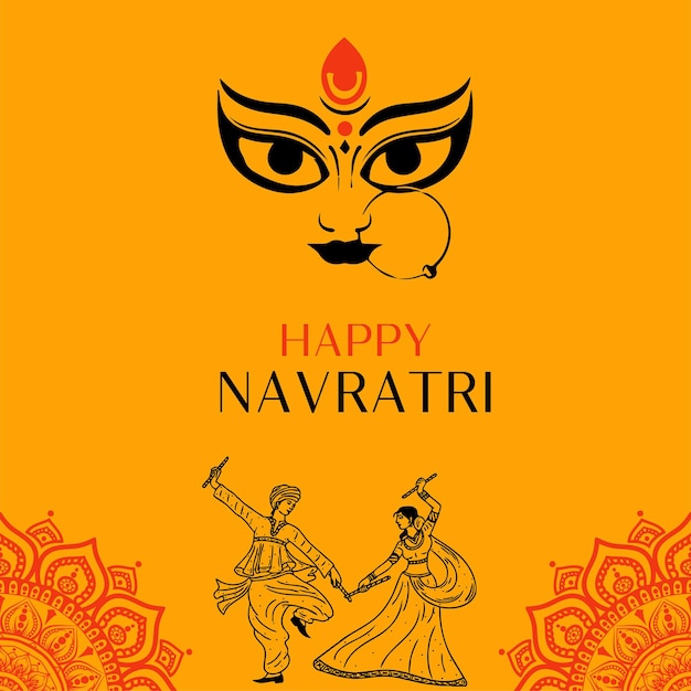 Happy navratri festival goddess durga worship and durga puja