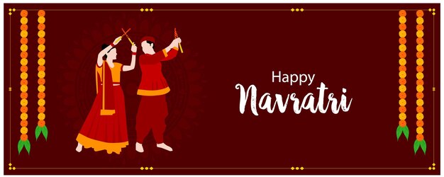 Happy navratri festival of india celebration creative vector illustration garba dance  dandiya dance