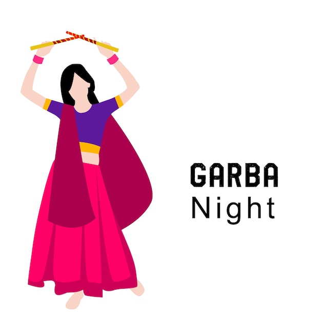 인도 축 하 크리에이 티브 벡터 일러스트 레이 션 Garba 댄스 Dandiya 댄스의 행복 Navratri 축제