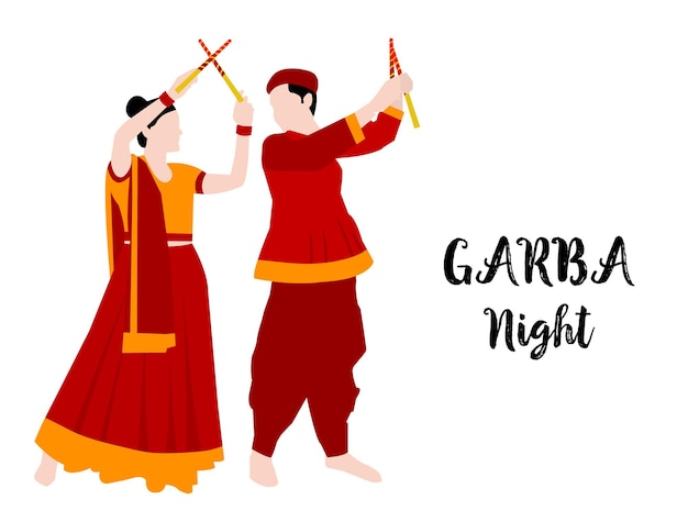 Happy Navratri Festival Of India Celebration Creative Vector Illustration Garba Dance  Dandiya Dance