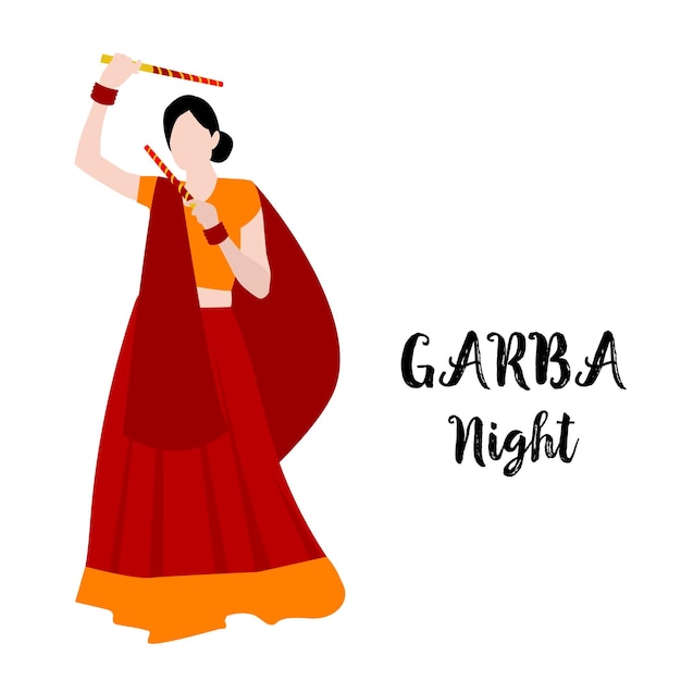 인도 축 하 크리에이 티브 벡터 일러스트 레이 션 Garba 댄스 Dandiya 댄스의 행복 Navratri 축제