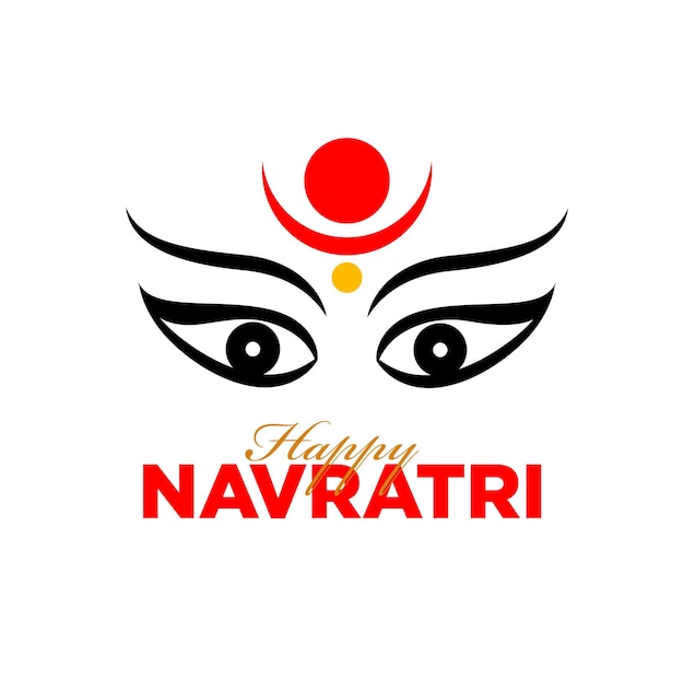 Durga 얼굴 일러스트와 함께 행복한 Navratri 인사말