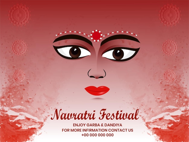 Счастливое празднование индийского фестиваля наваратри векторная иллюстрация лица маа дурга