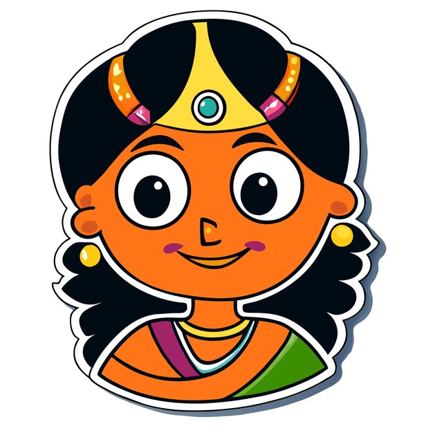 Vector happy navratri krishna durga janmashtami hand drawn flat stylish cartoon sticker icon concept