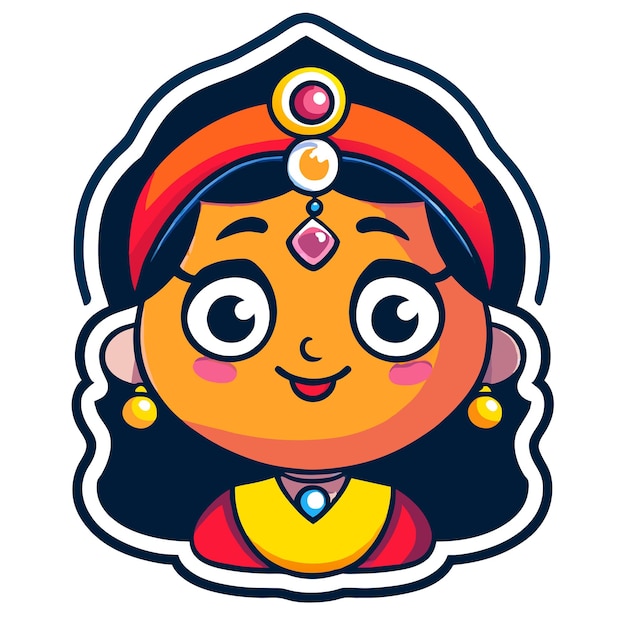 Vector happy navratri krishna durga janmashtami hand drawn flat stylish cartoon sticker icon concept