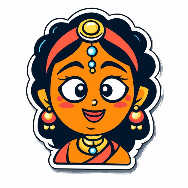 Vector happy navratri krishna durga janmashtami hand drawn flat stylish cartoon sticker icon concept