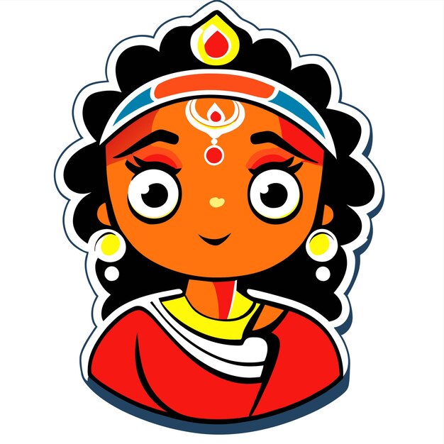 Vector happy navratri krishna durga janmashtami hand drawn flat stylish cartoon sticker icon concept