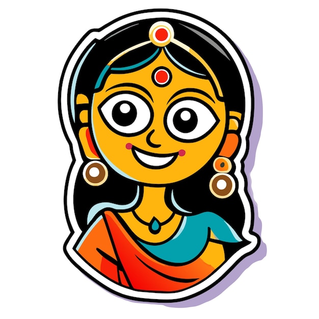 Vettore buon navratri krishna durga janmashtami disegnato a mano piatto elegante adesivo cartone animato concetto di icona