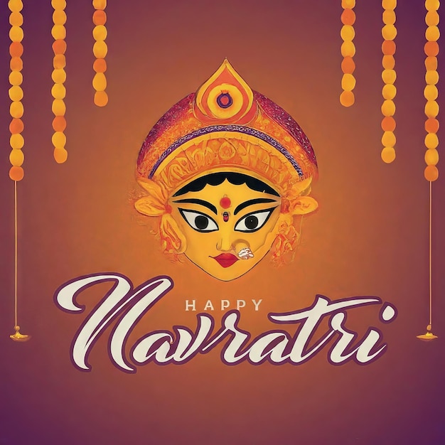 Счастливый Наватри Наватри с индийской женщиной лицо вектор иллюстрации дизайн Счастливого Наватри Наврат