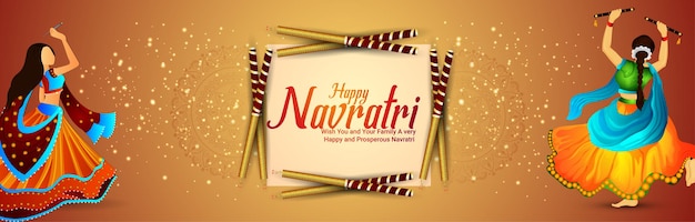 happy navratri vector illustration background