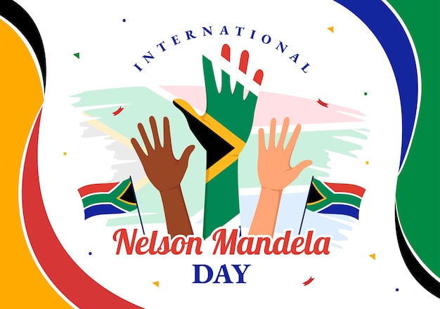 Happy Nelson Mandela International Day Vector Illustration on 18 July with South Africa Flag