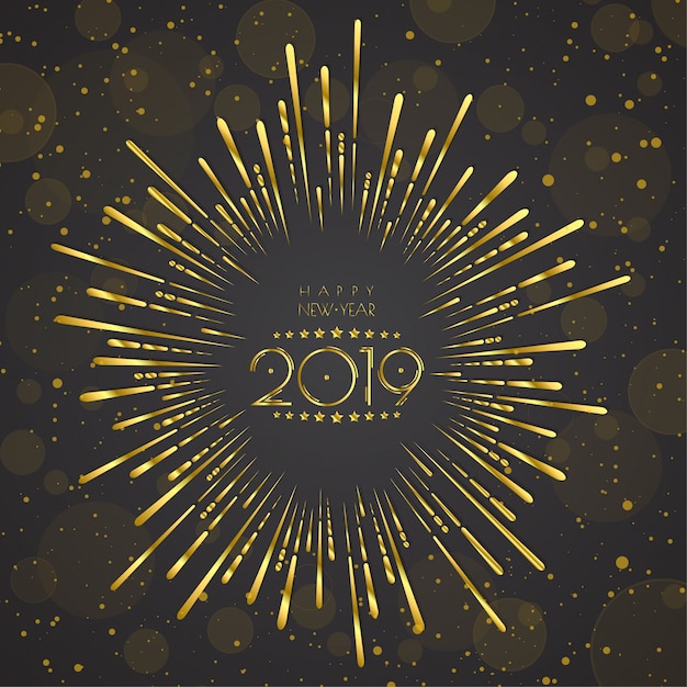 2019 년 새해 복 많이 받으세요. 인사말 카드. 화려한 디자인.